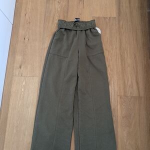 Olive Green Wide-Leg Pants